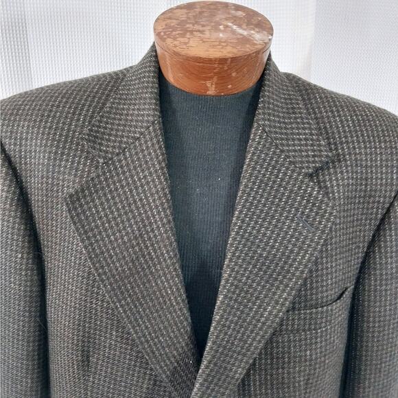 OSCAR DE LA RENTA! 100% WOOL BLACK, BURGUNDY, GREEN PLAID 3 BUTTON BLAZER!SZ 44R - Picture 4 of 11